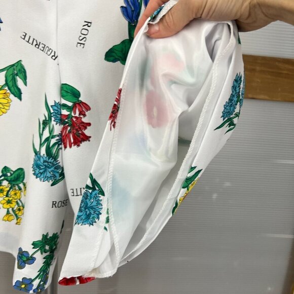 VTG collections internationale White Floral Pleated Zip Up High Waist Short Sz L - Picture 4 of 13